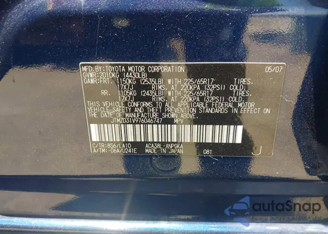 2007 Toyota Rav4 Limited from USA, damaged, VIN JTMZD31V976046747